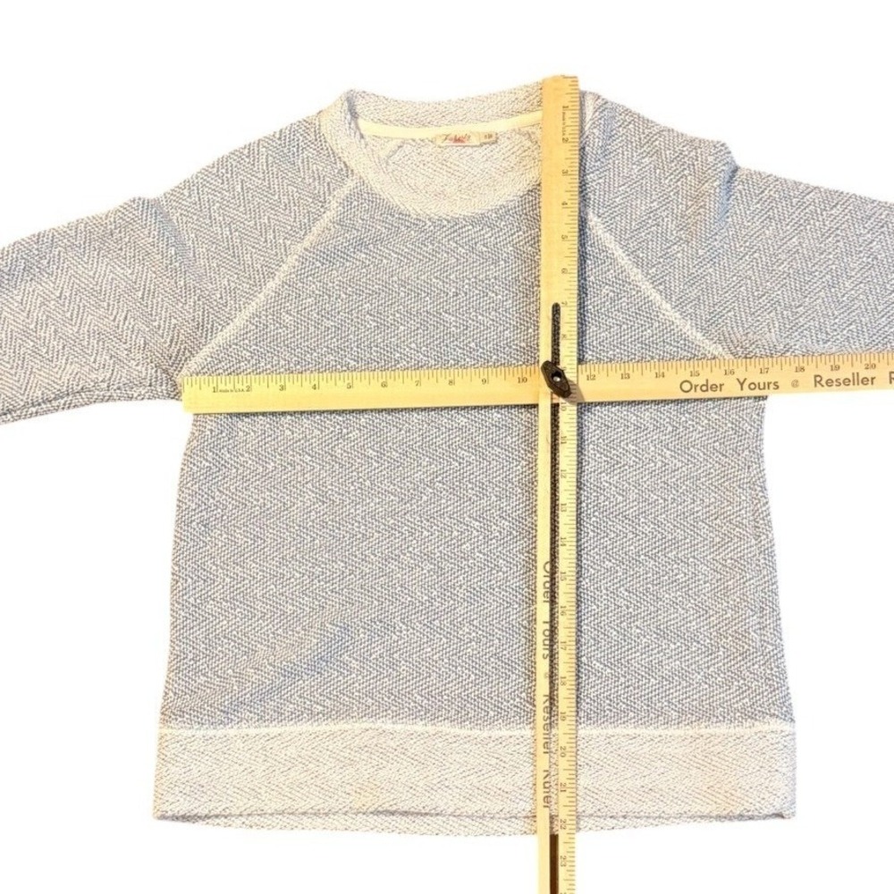Faherty Womens Whitewater Crew Sweatshirt S Blue Gray Textured Cotton Pullover - Picture 5 of 7
